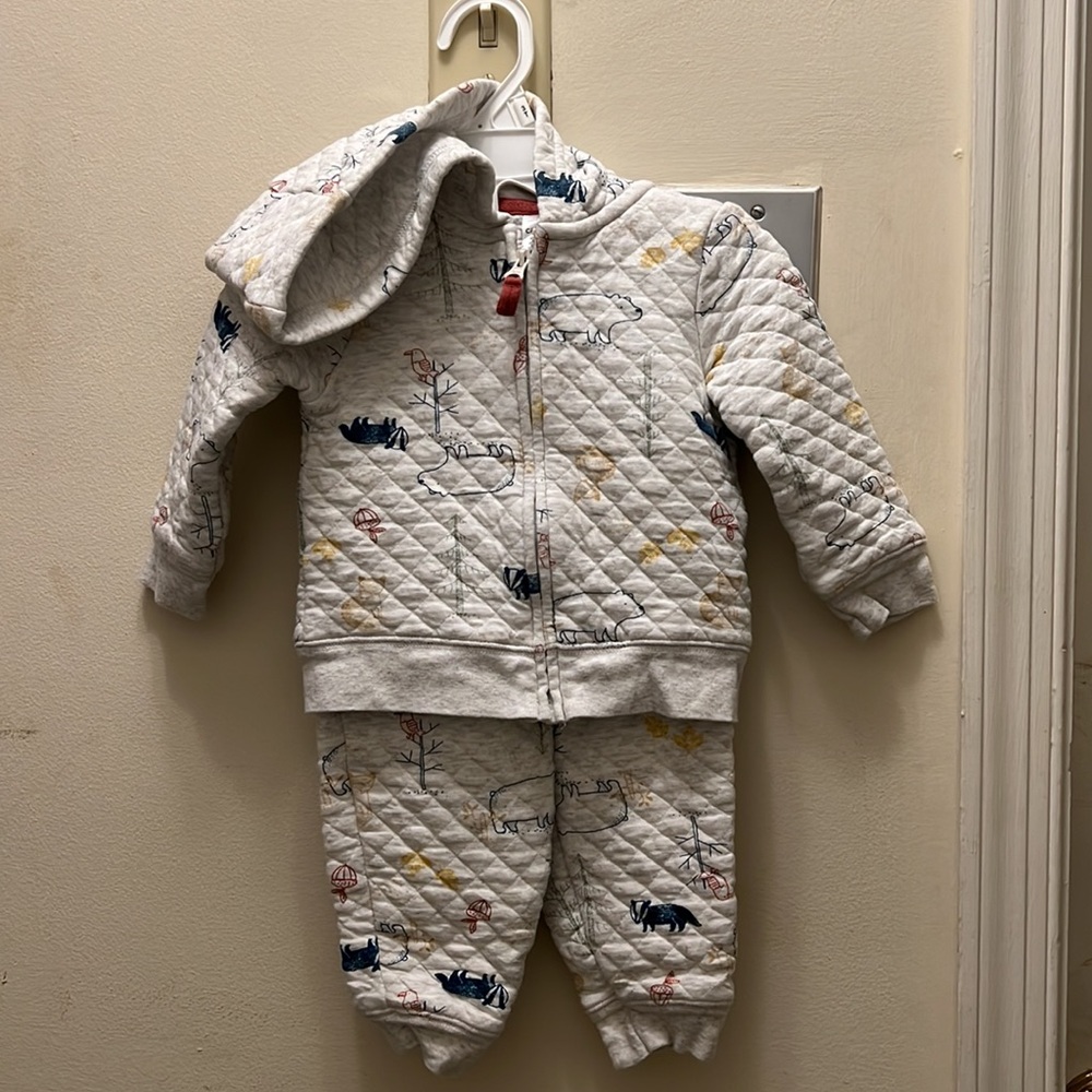 Baby boy casual hoodie sweatshirt and pant set.